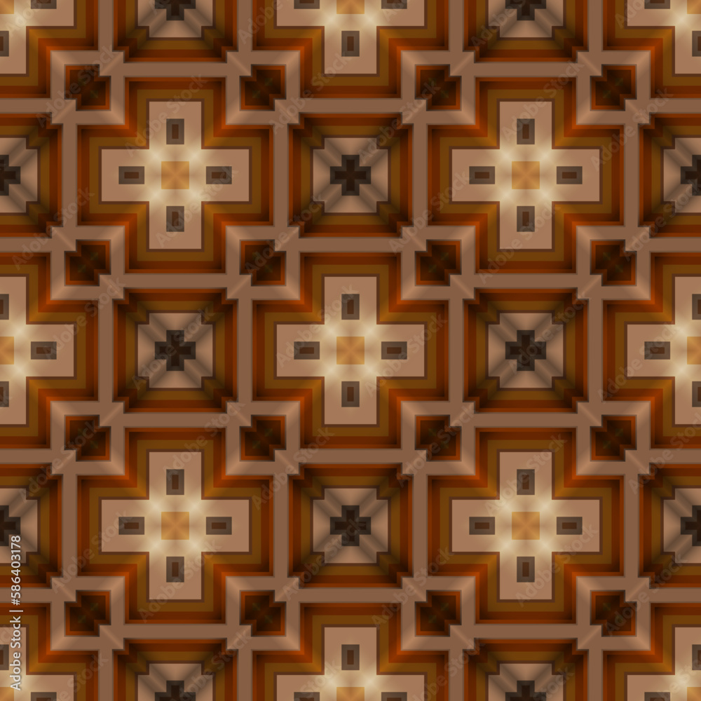 Seamless geometric tile pattern in retro style and warm colors. Vector and jpeg available.
