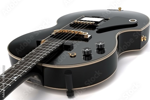 black electric guitar with sleek design and shiny finish. Generative AI photo