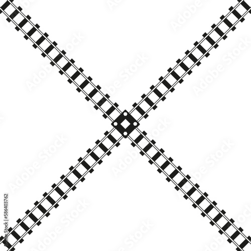 Flat cross railway for concept design. Travel transport concept. Vector illustration.