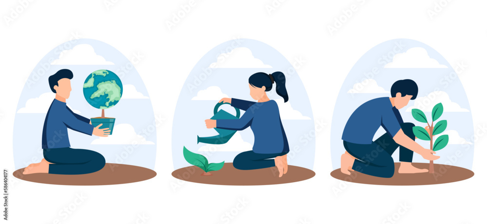 Flat Bundle Earth Day Design Illustration Flat Bundle Earth Day Design Illustration