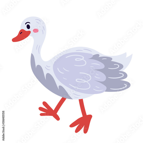 Cute farm goose standing