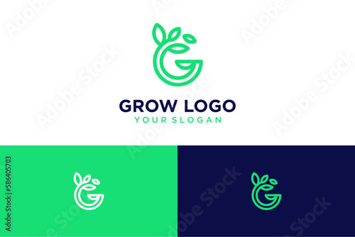 grow logo design with letter g
