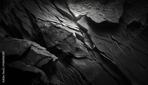 Dark grey black slate texture background. Generative AI