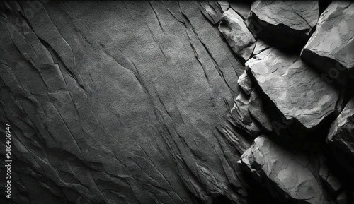 Dark grey black slate texture background. Generative AI