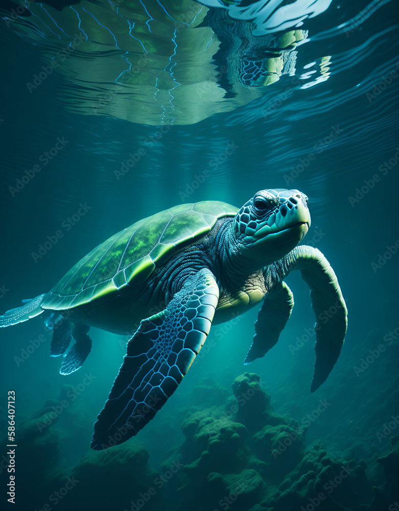 Fototapeta premium tortuga marina nadando en un mar tropical