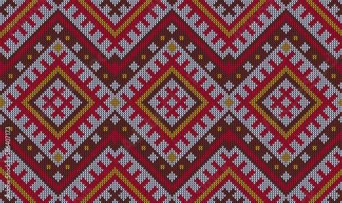 Aztec knitwear pattern, Mayan or Mexican ethnic geometric ornament, vector background. Seamless embellishment decoration of Mexico or Native American, Indian and African knit art pattern