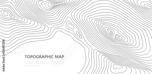 Topographic map. Grid, texture, relief contour. Marine topography, ocean or sea travel map vector contour backdrop or pattern. Geography science or maritime navigation monochrome background or banner