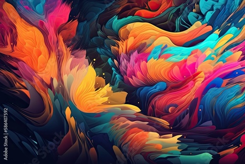 vibrant and colorful abstract painting. Generative AI