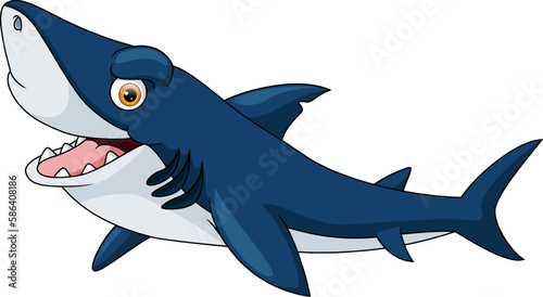 Cute shark cartoon on white background
