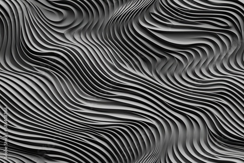 abstract black and white wavy lines. Generative AI