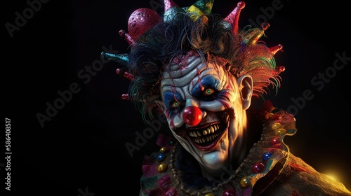 scary clown man. Created with Generative AI. © lchumpitaz