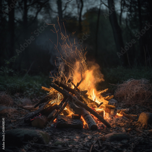 Bonfire in the woods-Generative AI