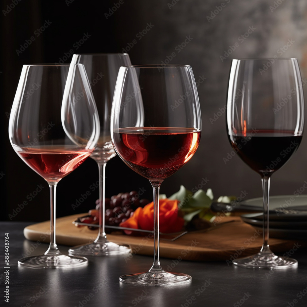 Wine glasses on a table-Generative AI