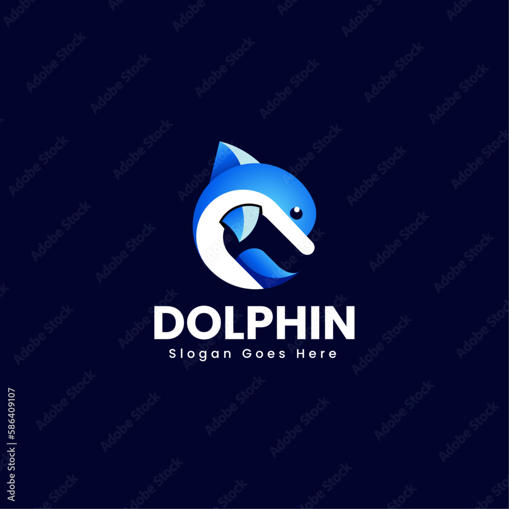 Obraz premium Vector Logo Illustration Dolphin Gradient Colorful Style