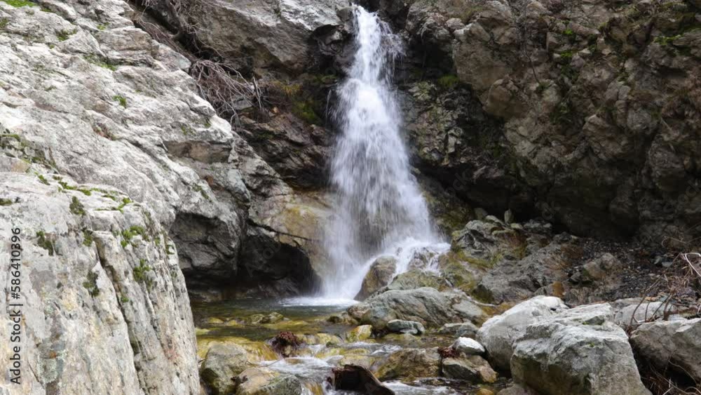 Beautiful static shot of a rocky waterfall next to the town of Sopot in Bulgaria Beautiful static shot of a rocky waterfall next to the town of Sopot in Bulgaria