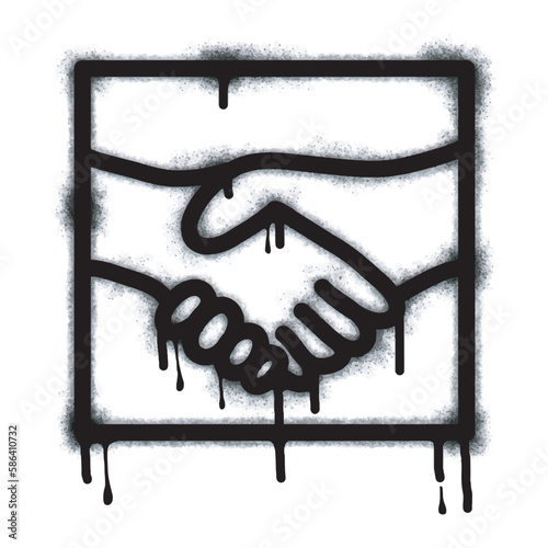 Graffiti peace sign collection, friendship graffiti Spray painted black on white. Handshake symbol. isolated on white background. vector illustration