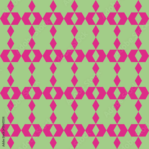 seamless pattern with pink and green triangles.