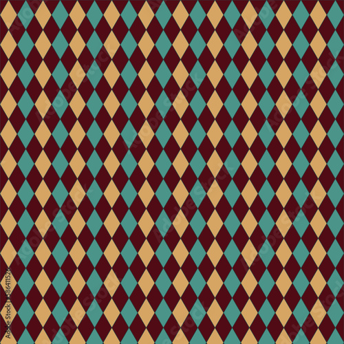 colorful diamond pattern with a dark brown background.