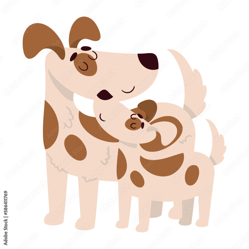 Fototapeta premium mothers day, mom dog and son
