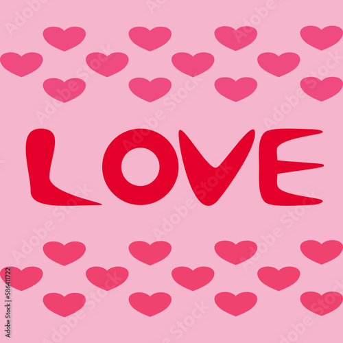 pink background with the word love written in red letters.