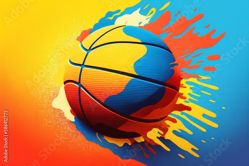 Red Blue Yellow Basketball Generative AI © Kelly Cree