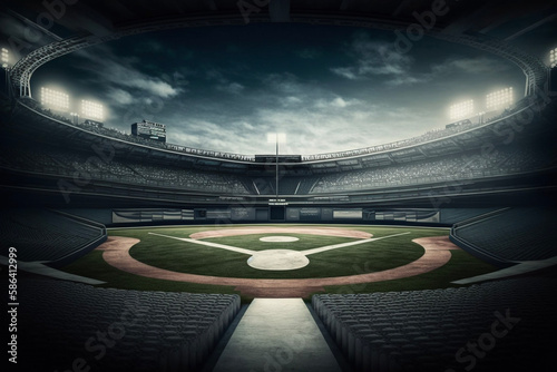 Baseball Field Stadium Lights Generative AI