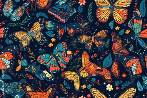colorful butterflies in flight. Generative AI