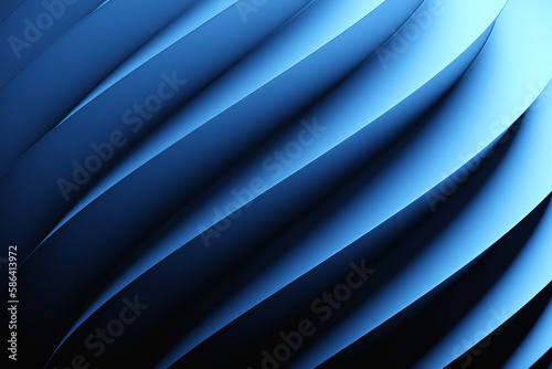 Abstract geometric lines design element. Blue horizontal striped background. 3d illustration