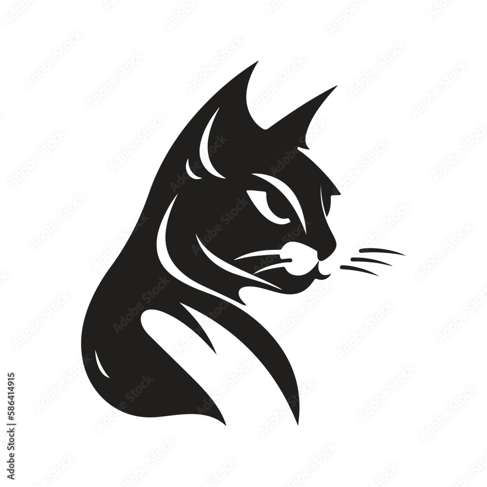 cat, vector concept digital art, hand drawn illustration