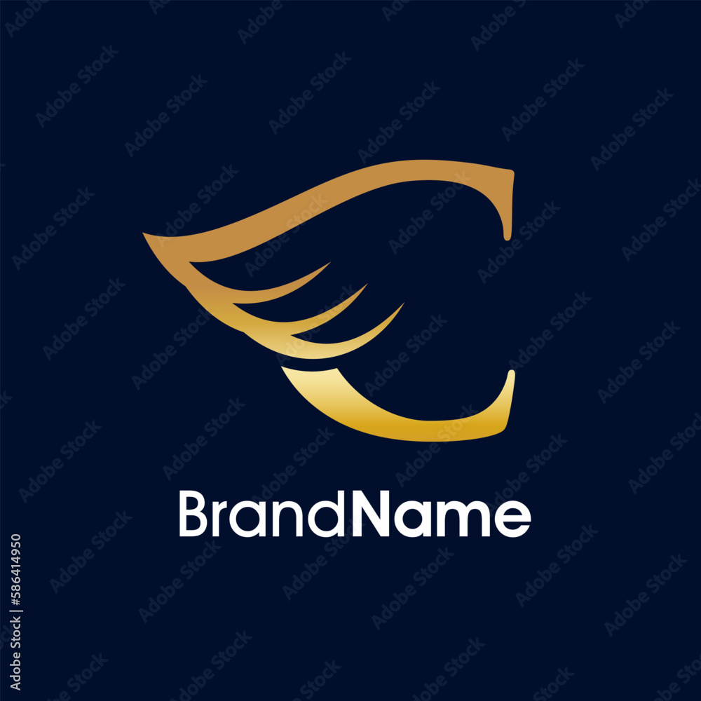 Elegant Initial C Wing Logo Elegant Initial C Wing Logo