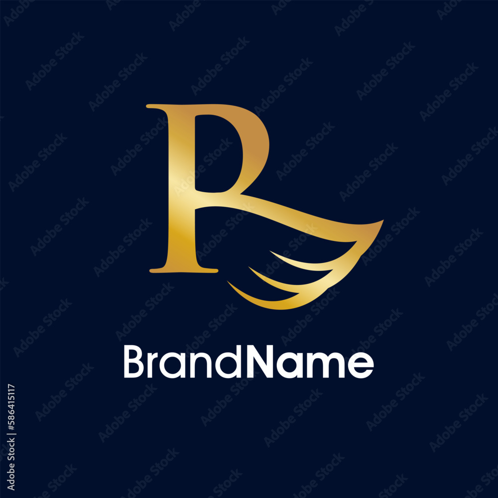 Elegant Initial R Wing Logo Elegant Initial R Wing Logo