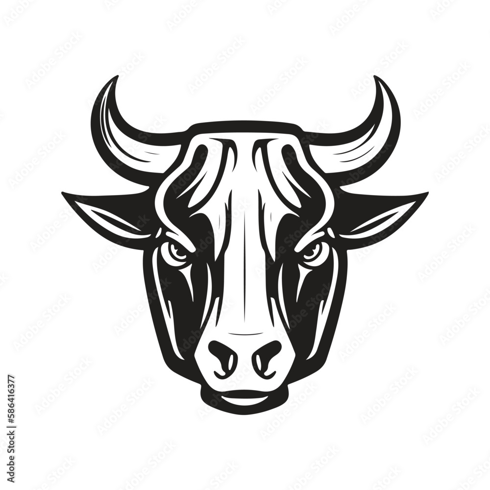 Fototapeta premium cow head, vector concept digital art, hand drawn illustration