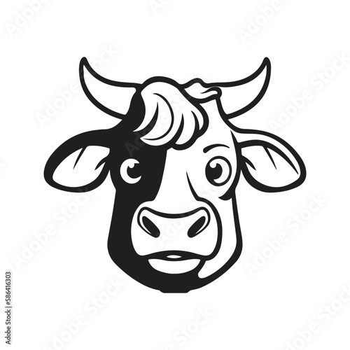 cow head, vector concept digital art, hand drawn illustration