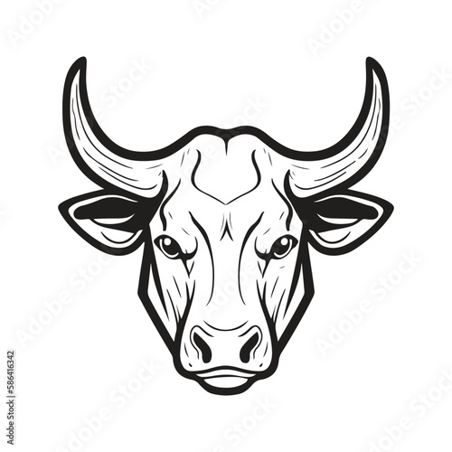 cow head, vector concept digital art, hand drawn illustration © Artcuboy