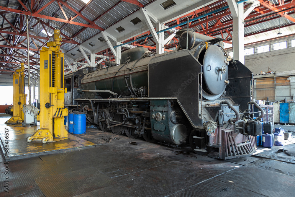 The train's diesel engine, railway