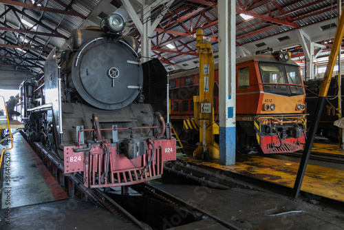 The train's diesel engine, railway