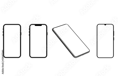 Smartphone mockup frameless blank screen frameless design, iphone style.Smartphone icon on white background vector illustration. Flat Icon Mobile Phone, Handphone.