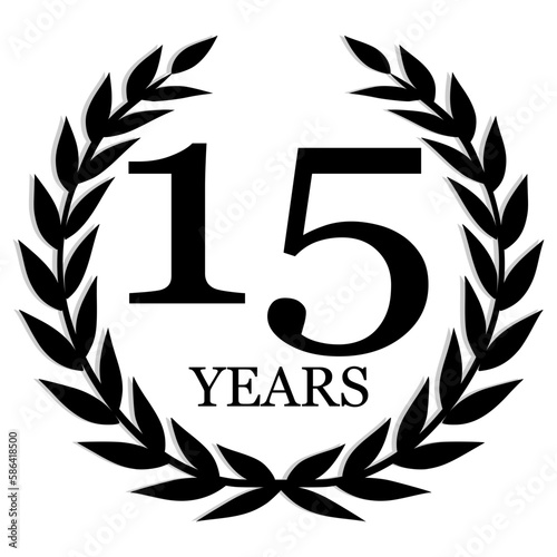 15 Years Anniversary Laurel, black and white