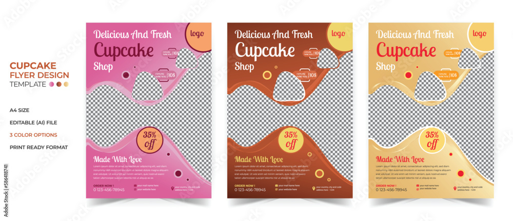 Cupcake Flyer Template With Three different flyers