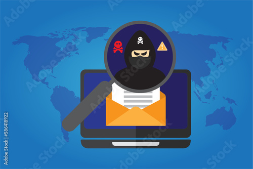 Wallpaper Mural Magnifying glass virus Computer Check the hacker on e-mail to protect data and spread the virus. Torontodigital.ca