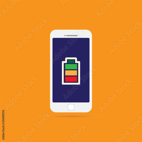 Creative vector illustration of full charged battery smartphone isolated on background. Art design Abstract concept graphic element.