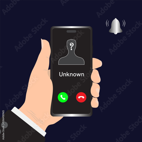Unknown number calling. Unusual number on blue background.