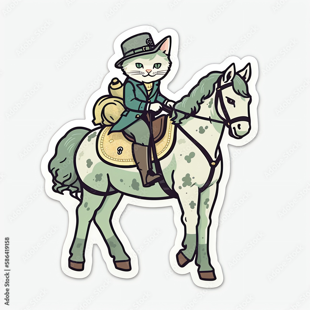 white cat explorer riding a horse white cat explorer riding a horse