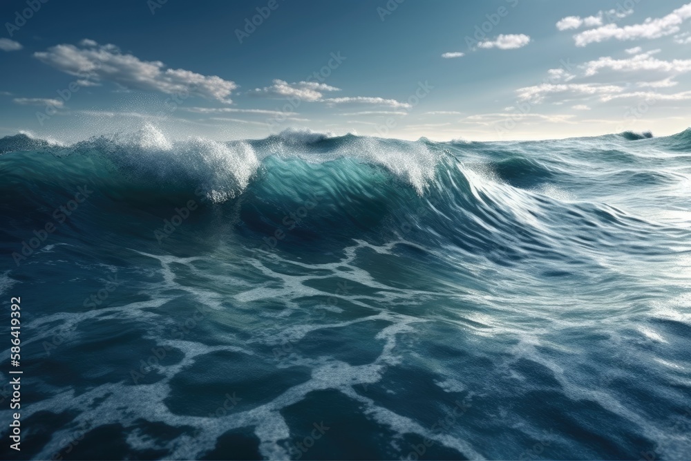 majestic ocean wave on a bright day. Generative AI majestic ocean wave on a bright day. Generative AI