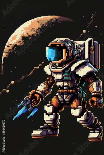 astronaut in space pixel art