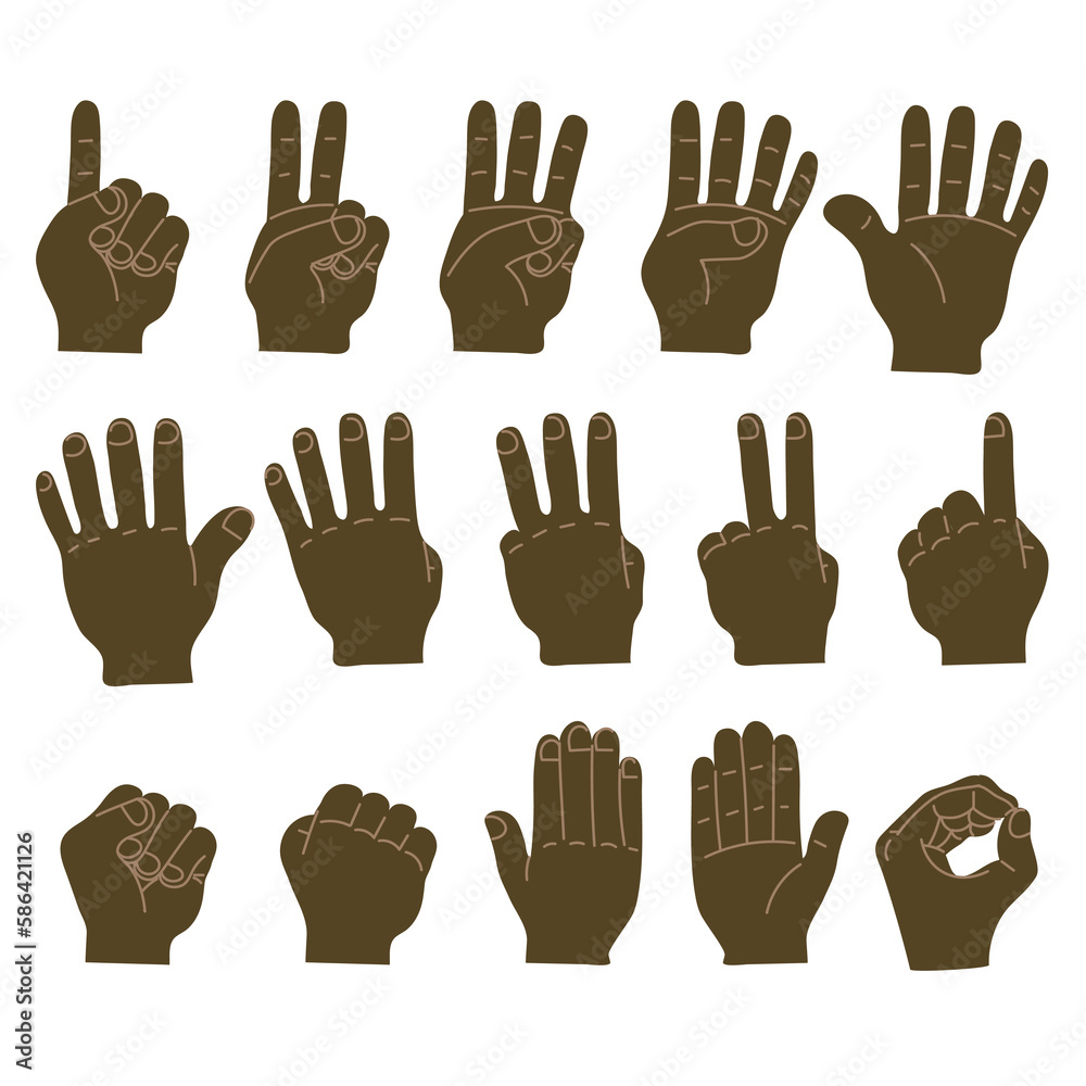 set of hand gestures set of hand gestures
