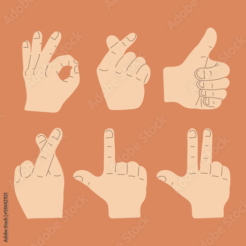 set of hand signs