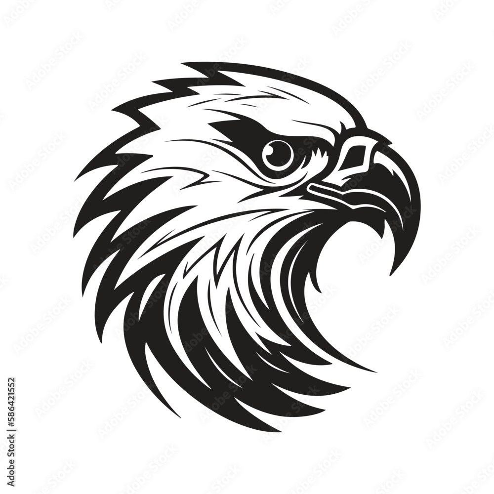 eagle head, vector concept digital art, hand drawn illustration eagle head, vector concept digital art, hand drawn illustration
