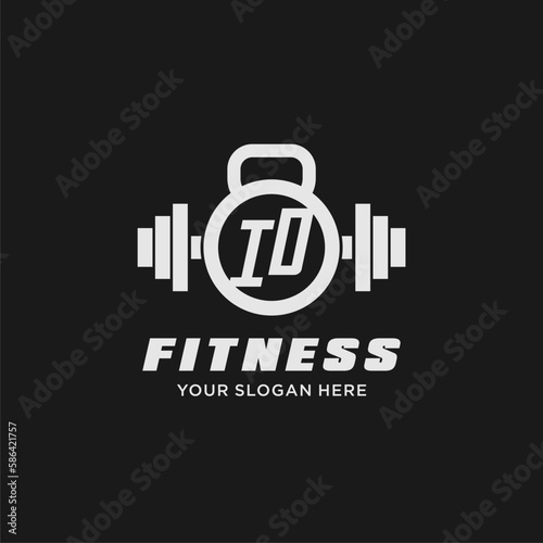 Initial ID fitness logo with creative kettlebell icon design style