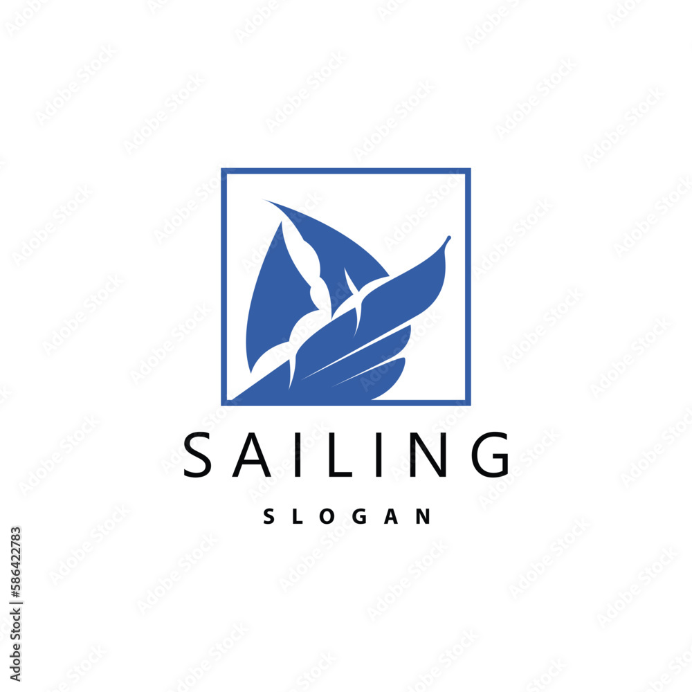 Obraz premium Sailboat Logo Design, Fishing Boat Illustration, Fishing Boat Company Brand Vector Icon, Boat Shop Design, Fish Shop, Transportation